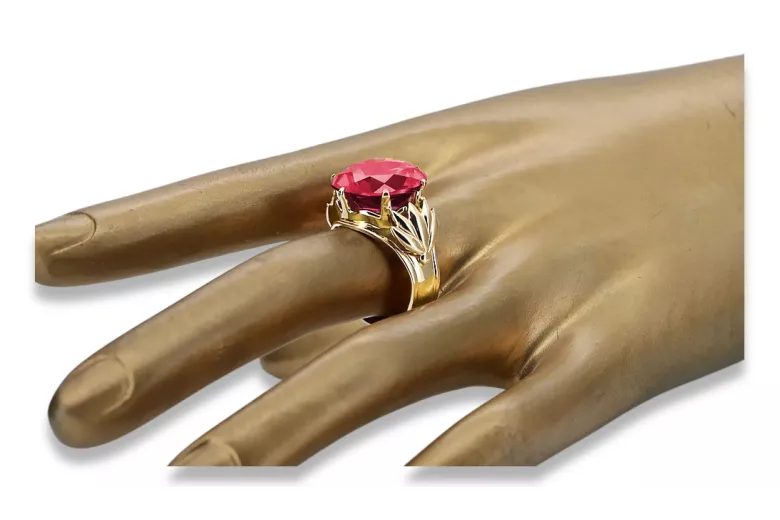 8K žlté zlato Ruby Ring Vintage Jewlery vrc029x-rb Art Deco